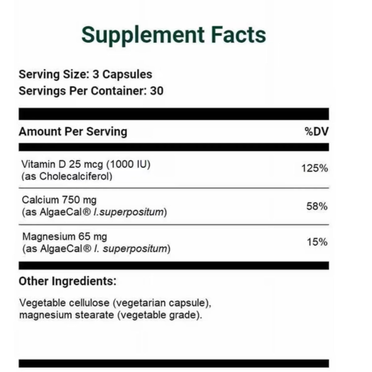 AlgaeCal Plant Calcium | Stronger Bones for Life  90 Veggie Capsules