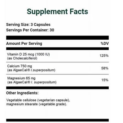 AlgaeCal Plant Calcium | Stronger Bones for Life  90 Veggie Capsules