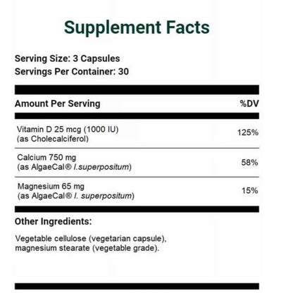 AlgaeCal Plant Calcium 90 Veggie Capsules | Bone Health