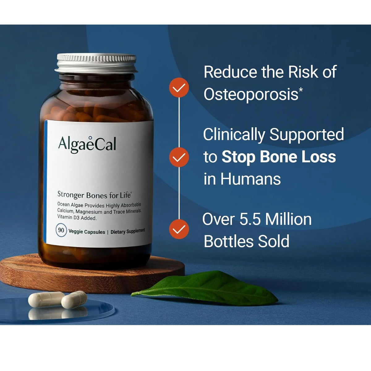 AlgaeCal Plant Calcium | Stronger Bones for Life  90 Veggie Capsules
