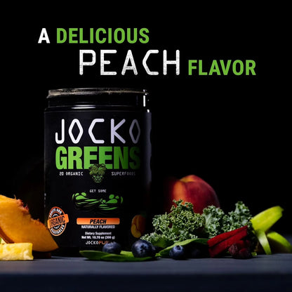 Jocko Greens Peach Organic Superfood Powder – Daily Greens Drink Mix