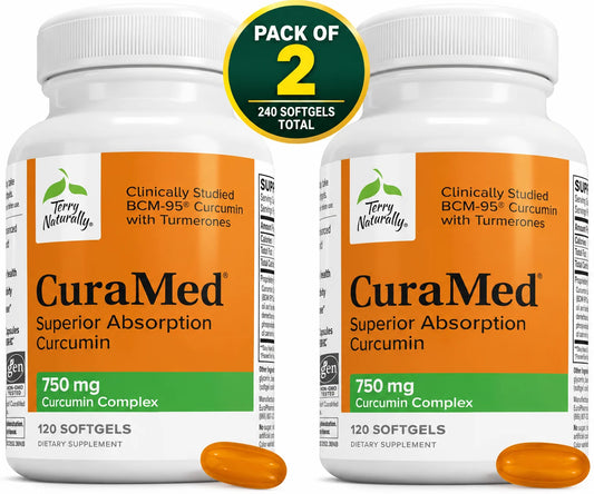 Terry Naturally CuraMed 750mg - Pain & Inflammation Relief - 120 Count ( pack of 2 )