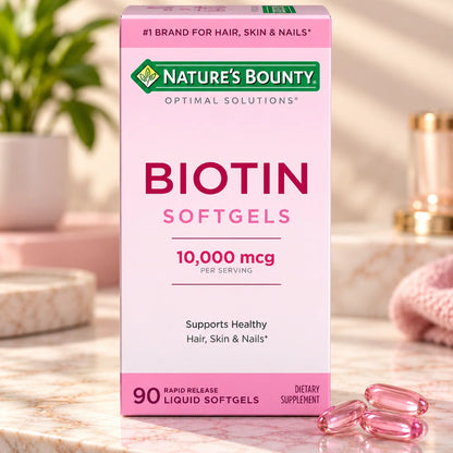 Nature's Bounty Hair Growth Supplement with Biotin – 90 Capsules ( Pack of 5 )