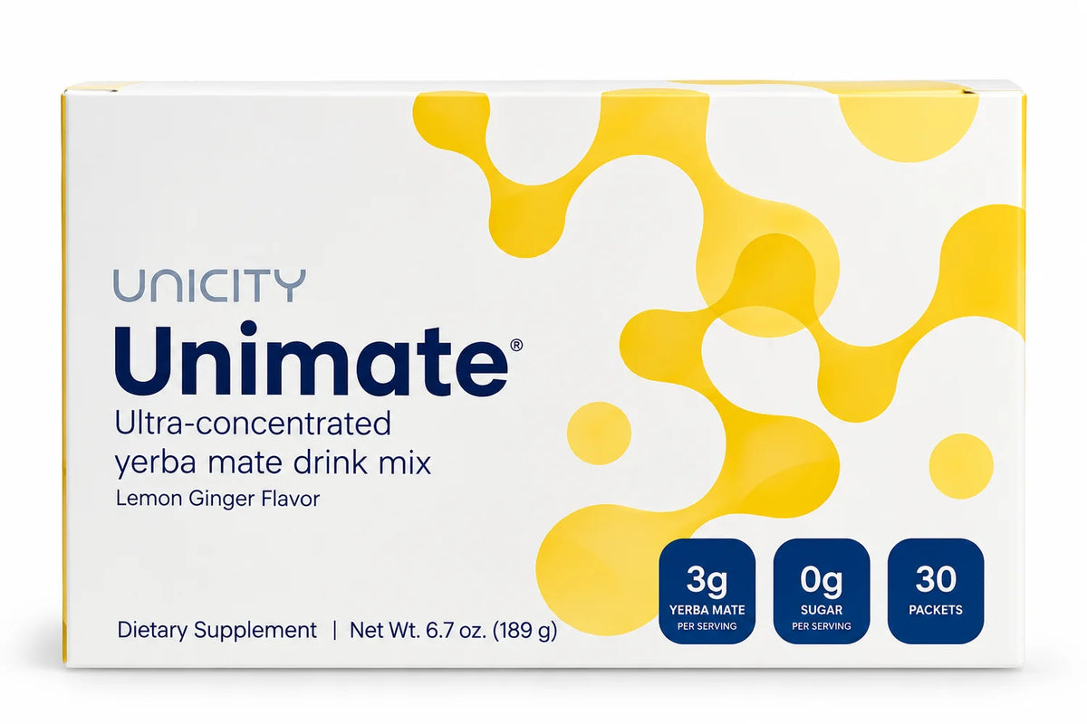 Unicity Unimate Lemon Ginger Drink Mix 30 Packets | Herbal Beverage