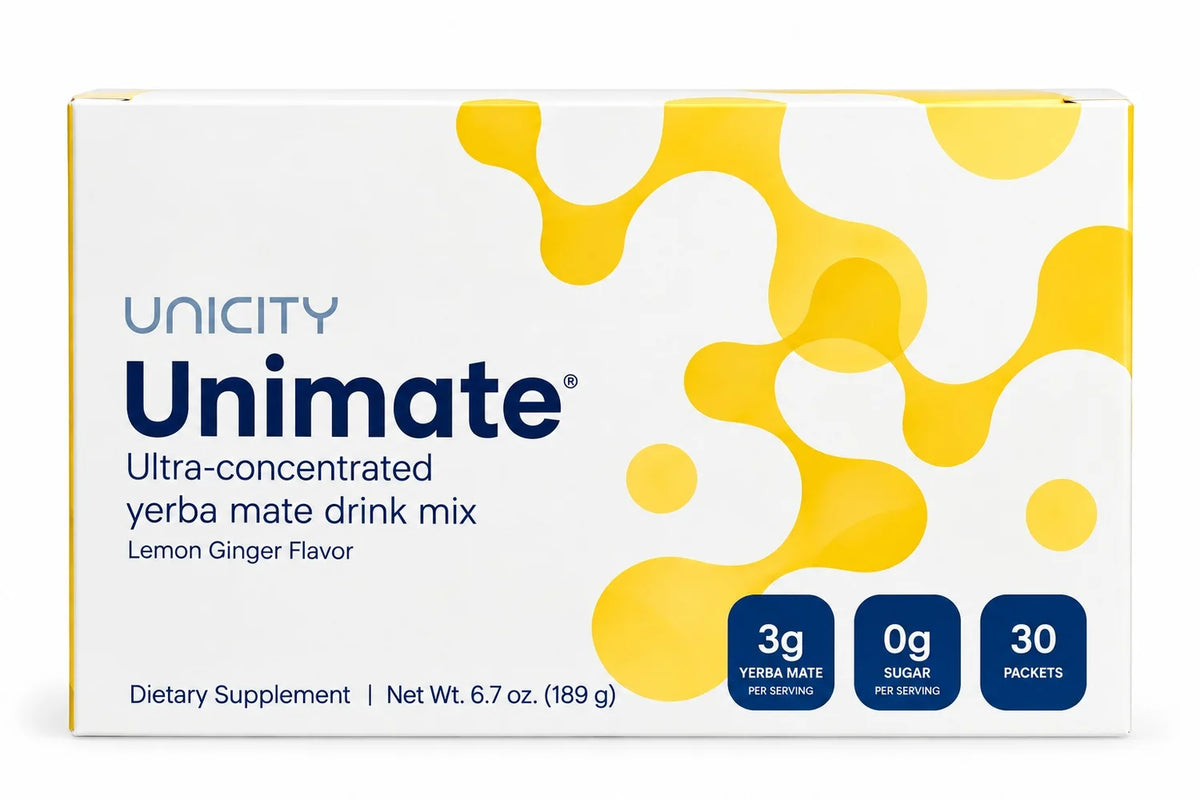 Unicity Unimate Lemon Ginger Drink Mix 30 Packets | Herbal Beverage