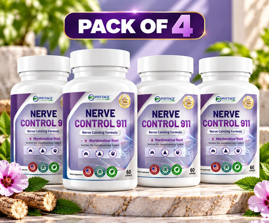 PhytAge Labs Nerve Control 911 All-Natural Plant-Based Nerve Health Support – Pack of 4