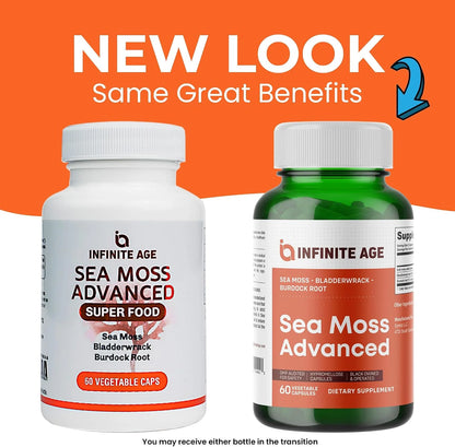 INFINITE AGE Sea Moss Capsules, 1250mg Irish Moss Blend - 120 Count (pack of 3 )