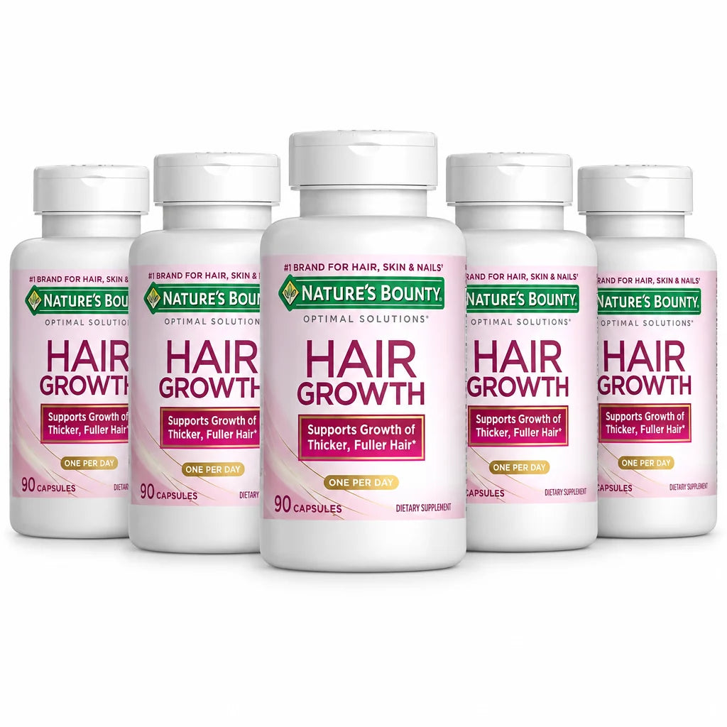 Nature's Bounty Hair Growth Supplement with Biotin – 90 Capsules ( Pack of 5 )