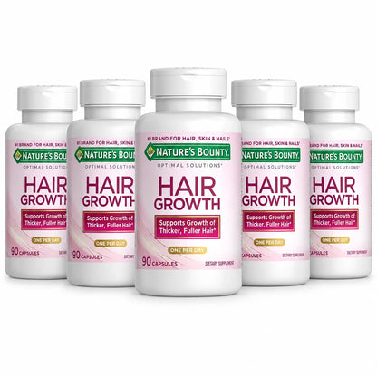 Nature's Bounty Hair Growth Supplement with Biotin – 90 Capsules ( Pack of 5 )